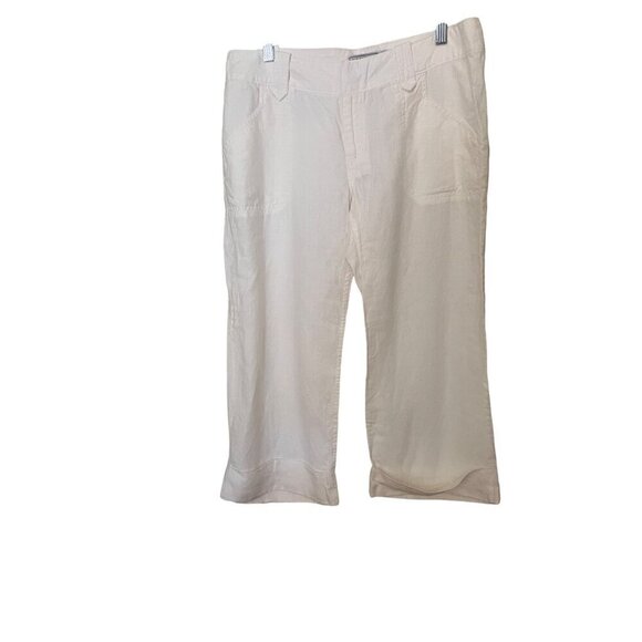 Old Navy Womens Low Waist Linen Pants Size 10 -White Lagenlook Beachy boho - Picture 1 of 11